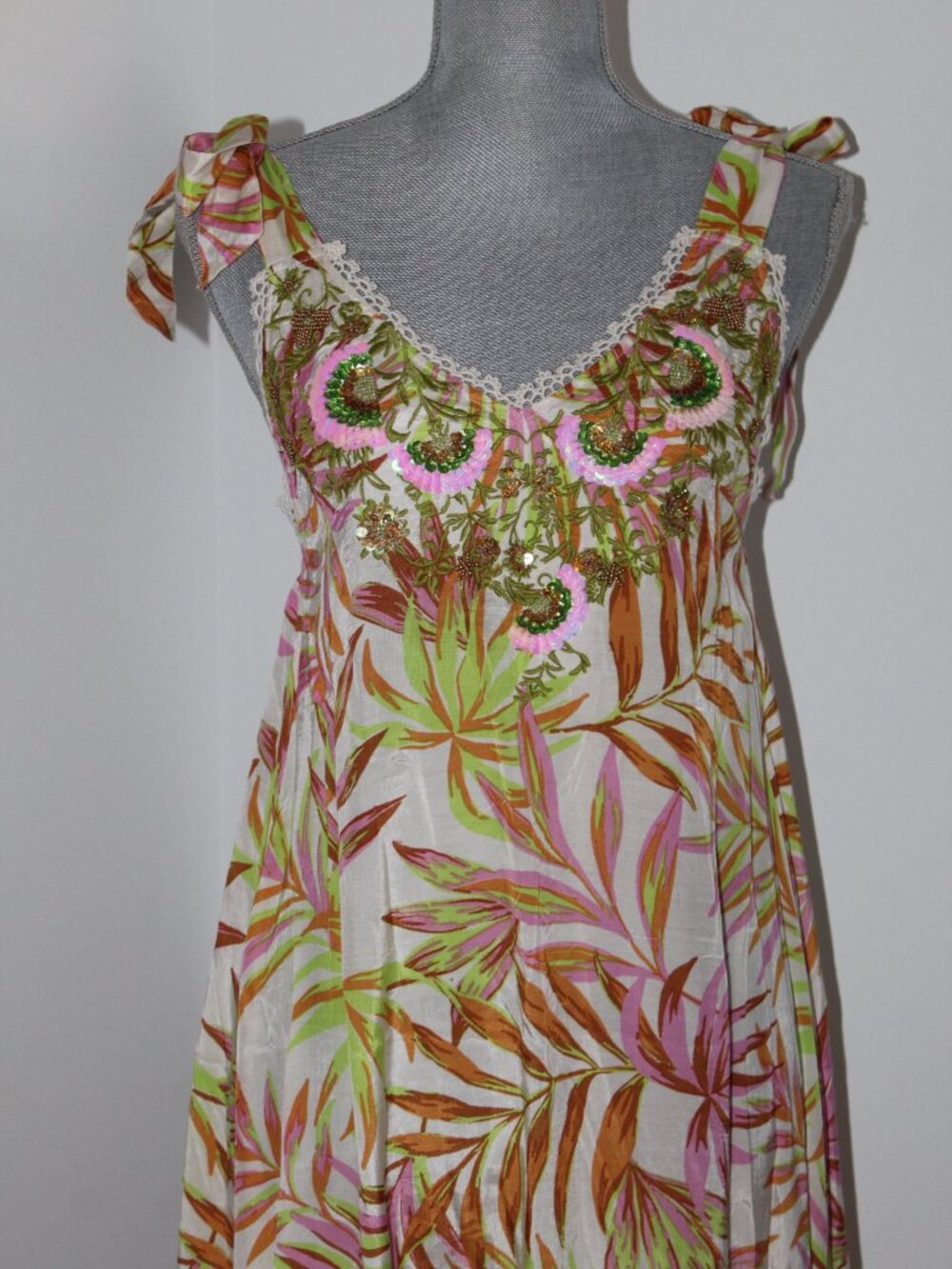 NWT MISS JUNE Paris Isla V-Neck Sequin Maxi Cover Up Dress One Tie Bow One Size - Picture 4 of 7